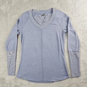 Marmot Jayla Long Sleeve V-Neck T-Shirt Dusk Heather Blue Women's Size Medium